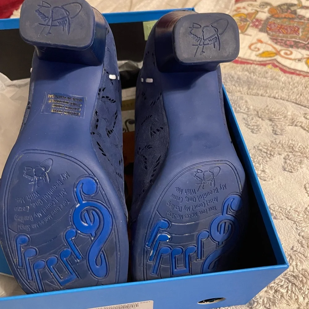 Stylish Blue and Orange Women's Fluevog Boots - Picture 3 of 9